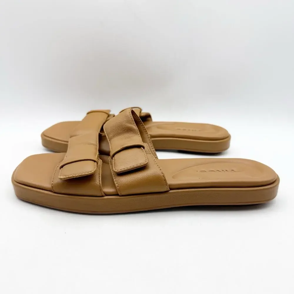 Vince Womens Rhode-B Slide Sandals US 6 M EU 36 Tan Leather EUC